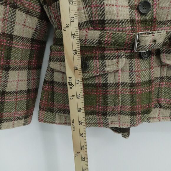 Express Blazer Sz 8 Beige Plaid Y2K Preppy Academia Equestrian English Country - Picture 8 of 13